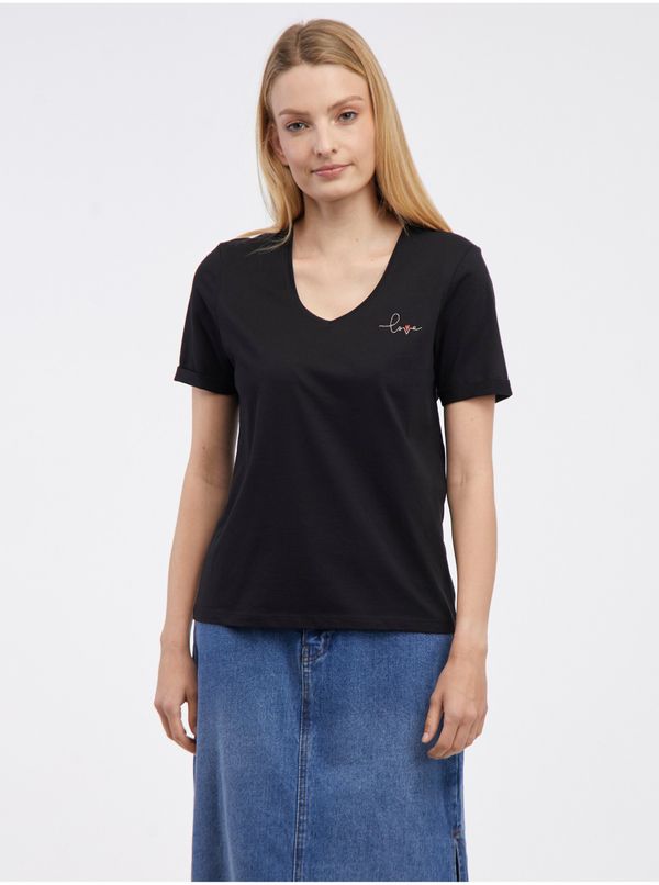 Pieces Black Women's T-Shirt Pieces Fawna - Women's