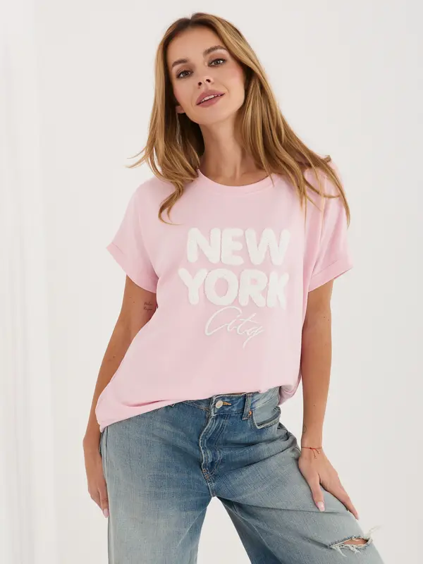 RUE PARIS Бледо розова блуза с къс ръкав