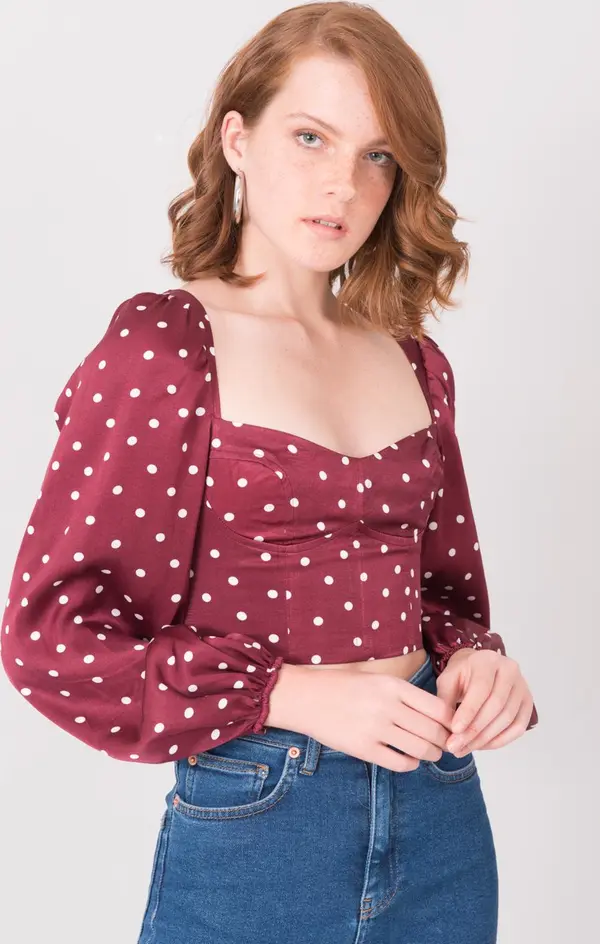 By Sally Blouse-15814-burgundy