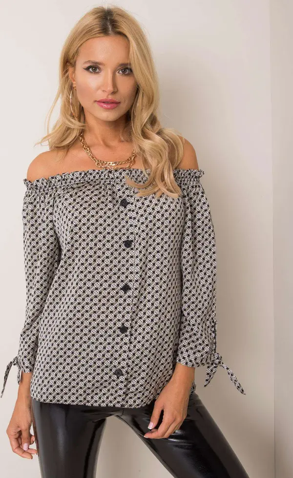 Sublevel Blouse-D52211W10987B-black-white