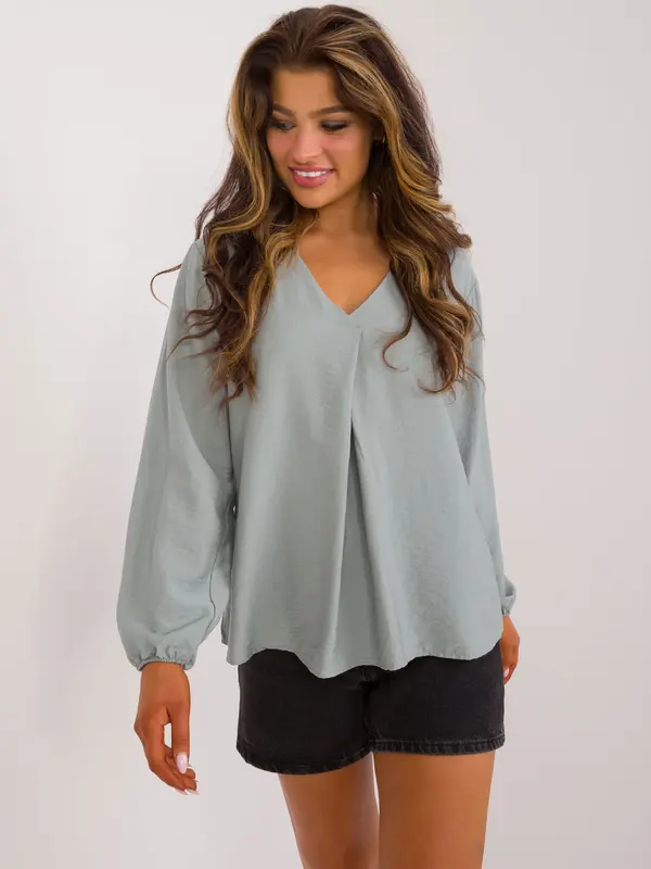 Sublevel Blouse-D60082M11180B-pistachio