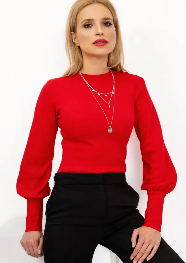 RUE PARIS Blouse-RV-BZ-5223.15-red