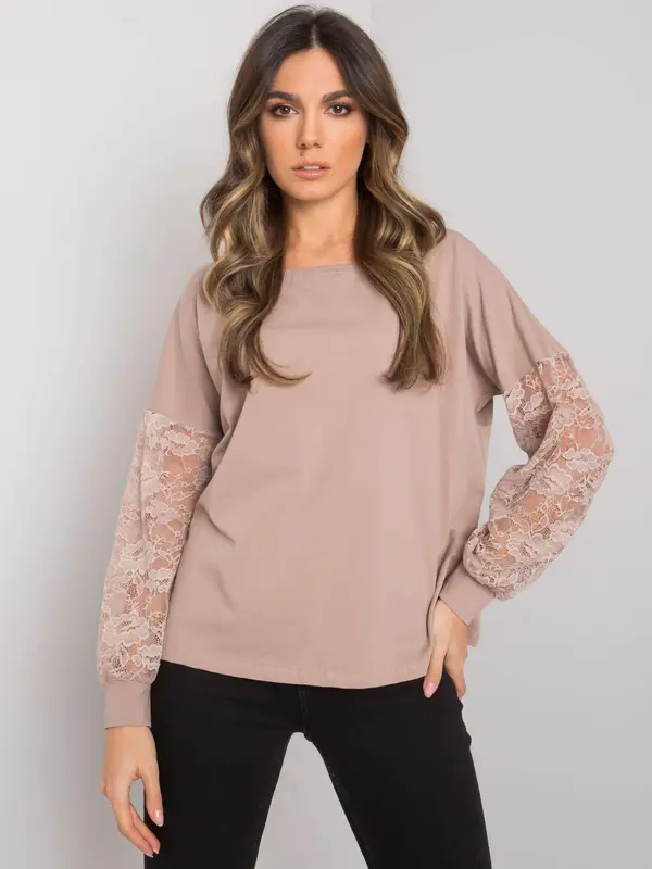 RUE PARIS Blouse-RV-BZ-7342.03-dark beige