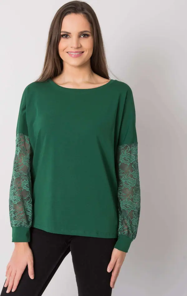 RUE PARIS Blouse-RV-BZ-7342.03-dark green