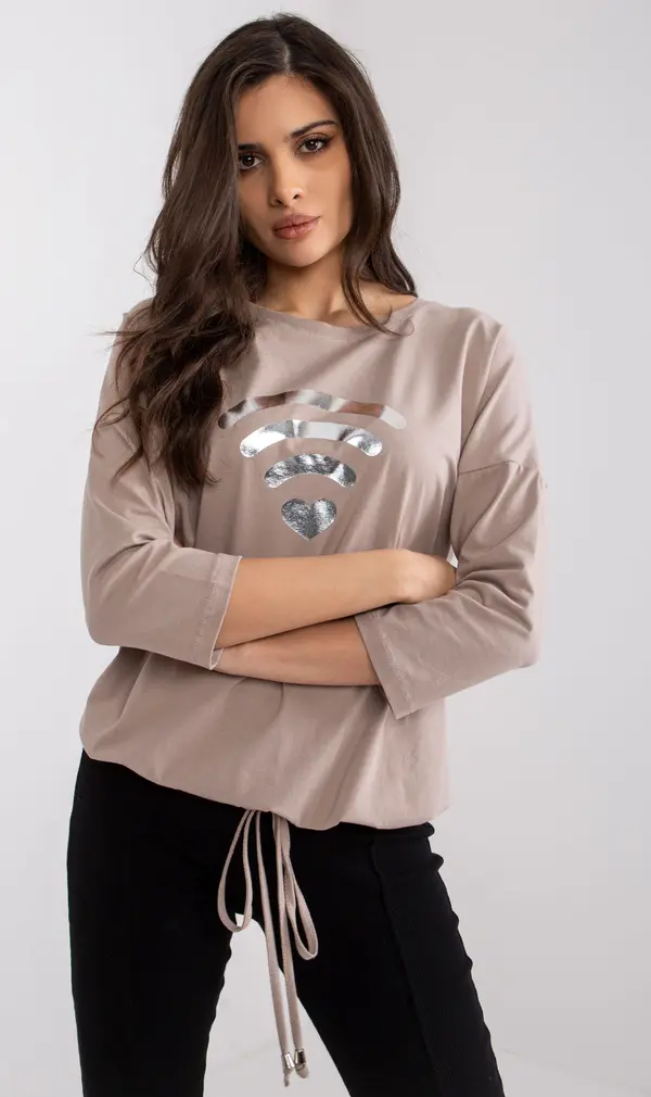 RUE PARIS Blouse-RV-BZ-7547.12P-dark beige