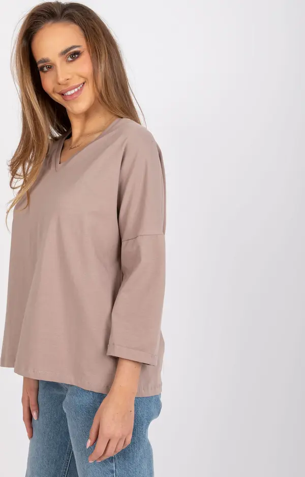 RUE PARIS Blouse-RV-BZ-7558.30-dark beige