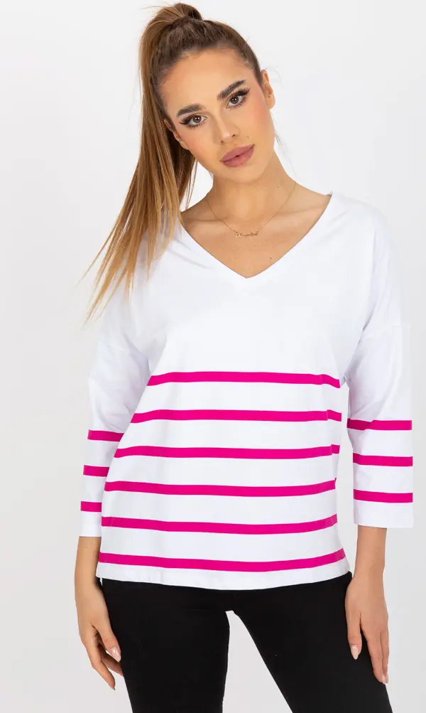 RUE PARIS Blouse-RV-BZ-8008.63-white-pink