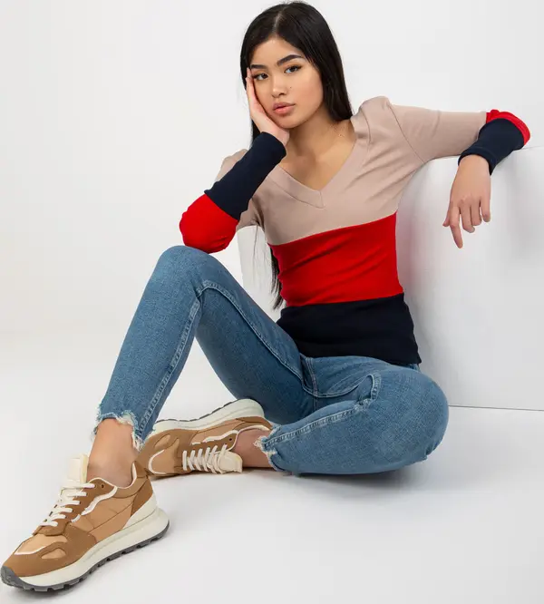 RUE PARIS Blouse-RV-BZ-8429.41P-navy-red