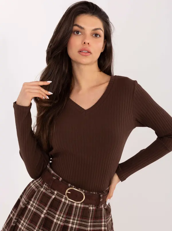RUE PARIS Blouse-RV-BZ-A1054.34-dark brown