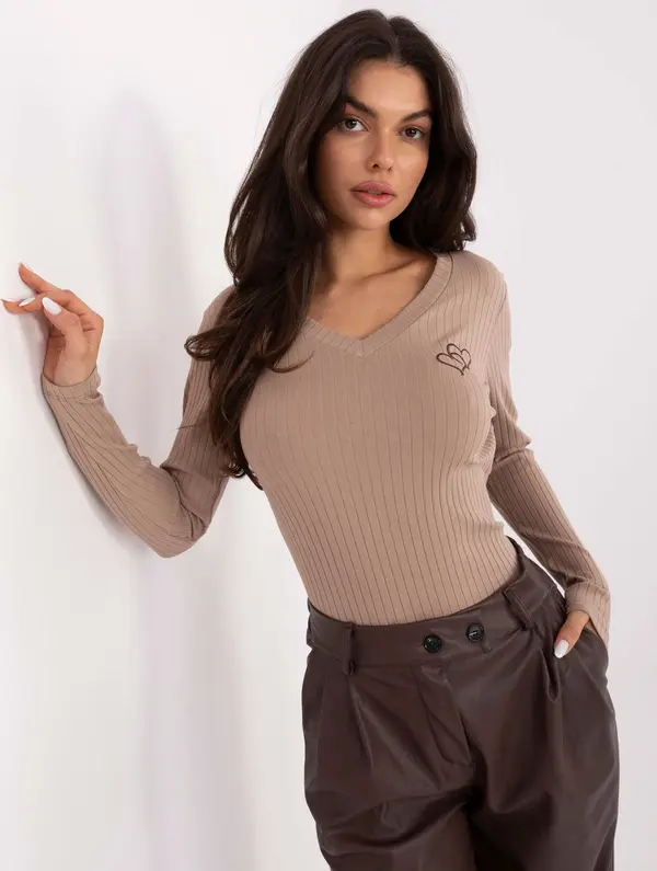 RUE PARIS Blouse-RV-BZ-A1055.29P-dark beige
