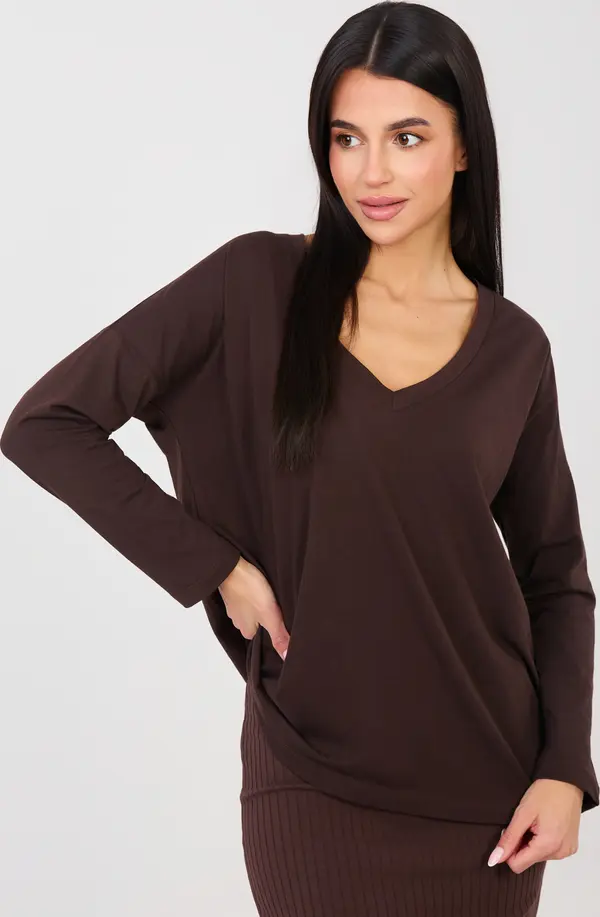 RUE PARIS Blouse-RV-BZ-A1092.47-dark brown