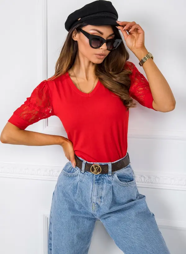 RUE PARIS Blouse-TP-BZ-5552.70-red