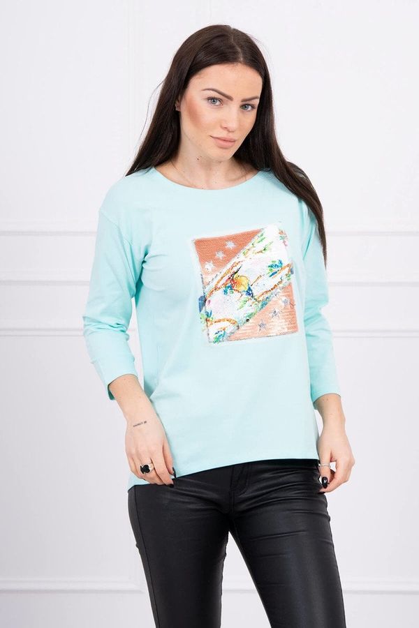marka niezdefiniowana Blouse with 3D Bird mint graphics
