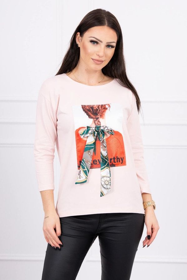 marka niezdefiniowana Blouse with 3D graphics Remarkable powder pink