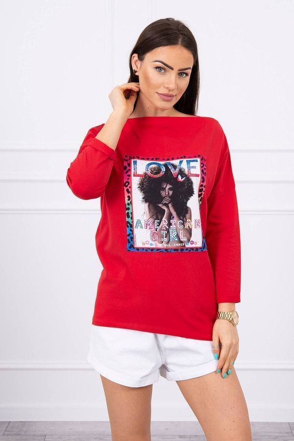 marka niezdefiniowana Blouse with American girl red graphics