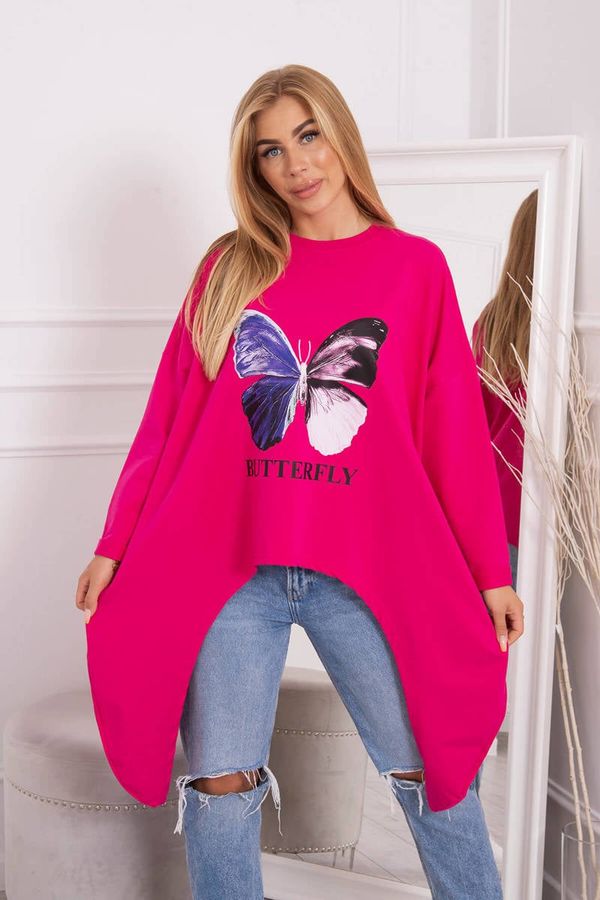 marka niezdefiniowana Blouse with an oversize fuchsia print