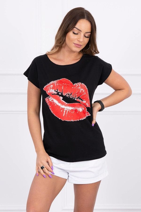 marka niezdefiniowana Blouse with black lip print