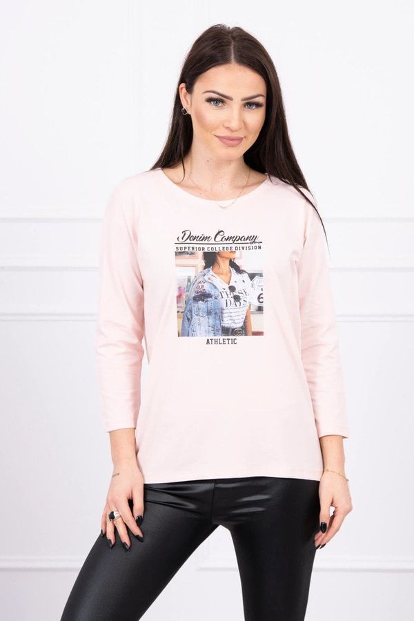 marka niezdefiniowana Blouse with Collage print powder pink