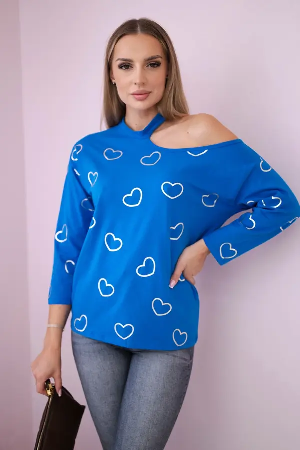 Kesi Blouse with heart print purple-blue