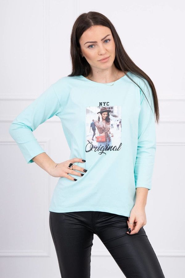 marka niezdefiniowana Blouse with Original mint print