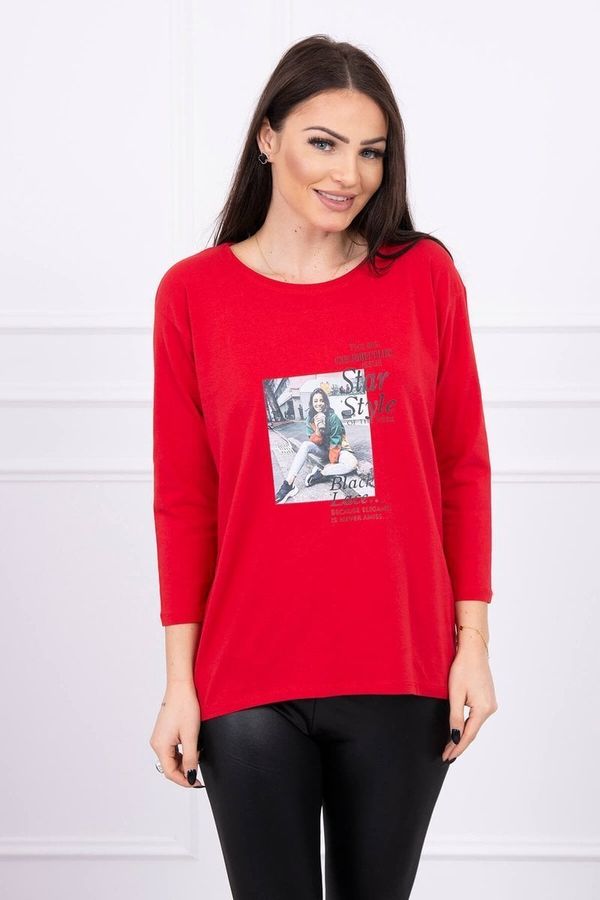 marka niezdefiniowana Blouse with Star Style print red