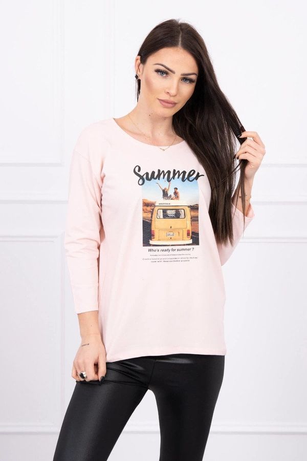marka niezdefiniowana Blouse with Summer car print powder pink