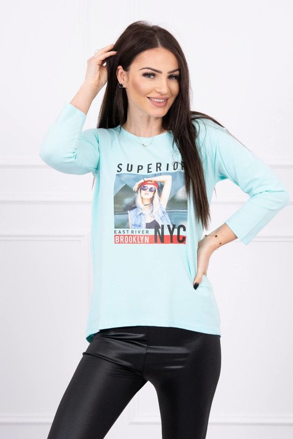 marka niezdefiniowana Blouse with Superior mint print