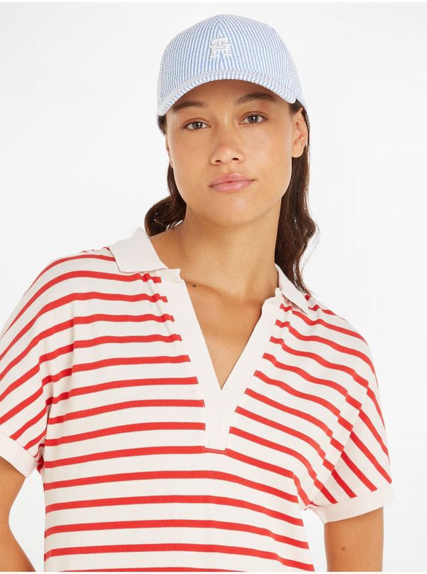 Tommy Hilfiger Blue and White Ladies Striped Cap Tommy Hilfiger Iconic Prep - Women