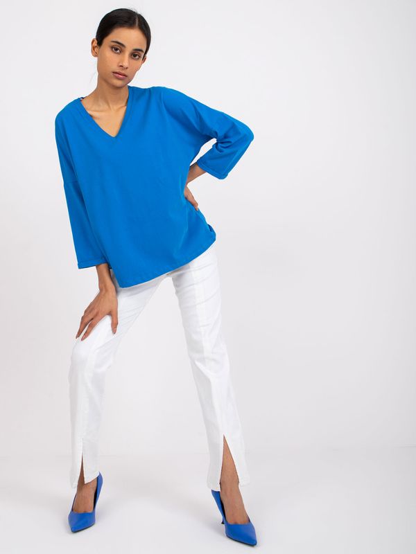 Fashionhunters Blue blouse with lace on the back Sylvie RUE PARIS