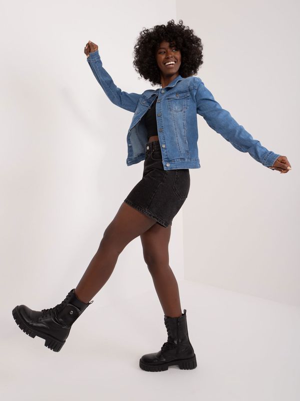 Fashionhunters Blue denim jacket with scuffs