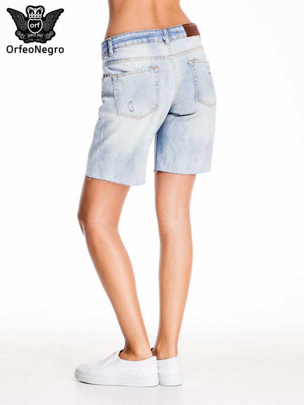 Fashionhunters Blue denim shorts a'la Bermuda