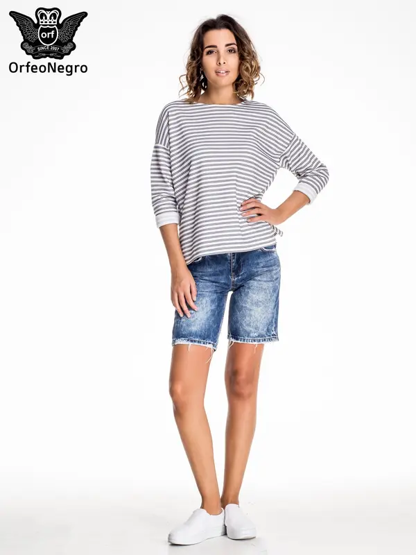 Fashionhunters Blue denim shorts with long legs