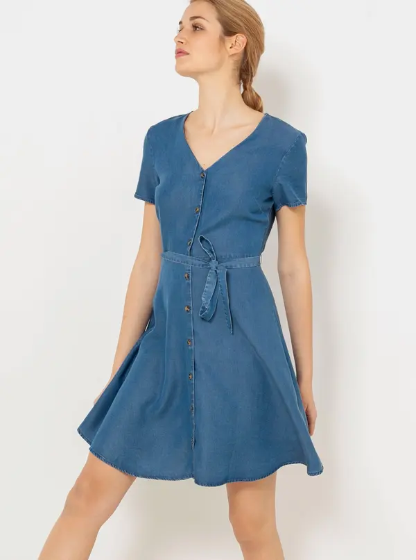 CAMAIEU Blue dress with tie CAMAIEU - Women