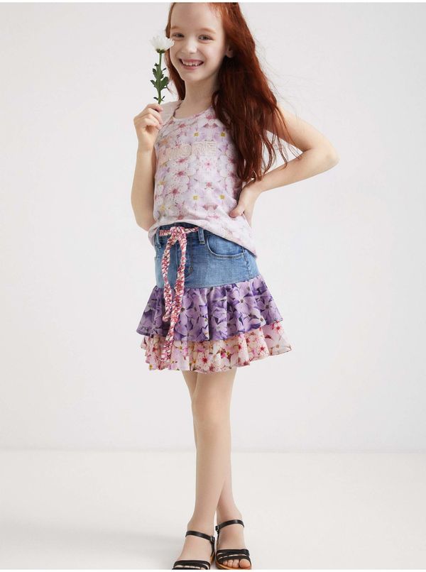 DESIGUAL Blue Girls' Denim Skirt with Ruffles Desigual Portugal - Girls