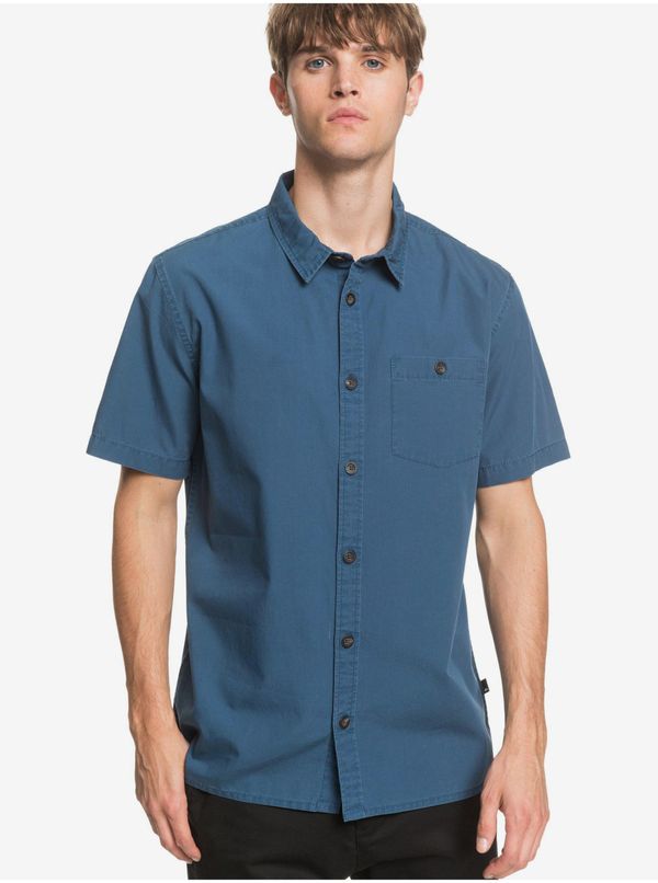 Quiksilver Blue Men's Short Sleeve Shirt Quiksilver Taxer Wash - Men's