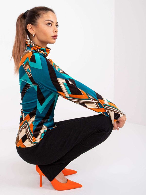 Fashionhunters Blue-orange blouse from velor Biloxi