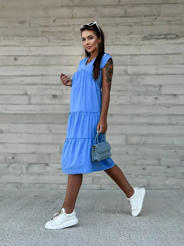 Mayflies Blue summer dress maxi 100% cotton Mayflies