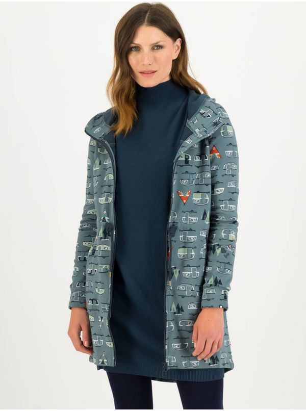 Blutsgeschwister Blutsgeschwister Cosyshell Hooded Blue Patterned Parka - Women