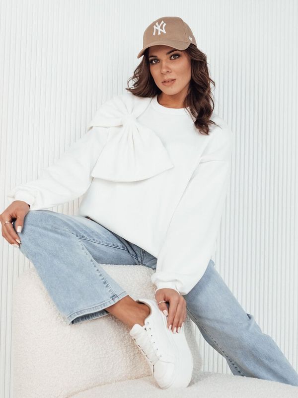 DStreet Bluza damska oversize BOWLOOP ecru Dstreet