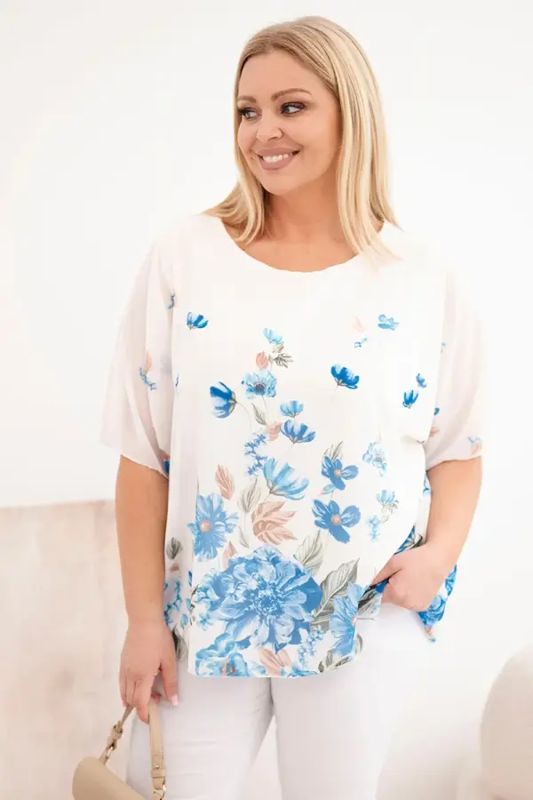 Kesi Włoski Блуза Kesi Plus Size с къс ръкав и флорален мотив