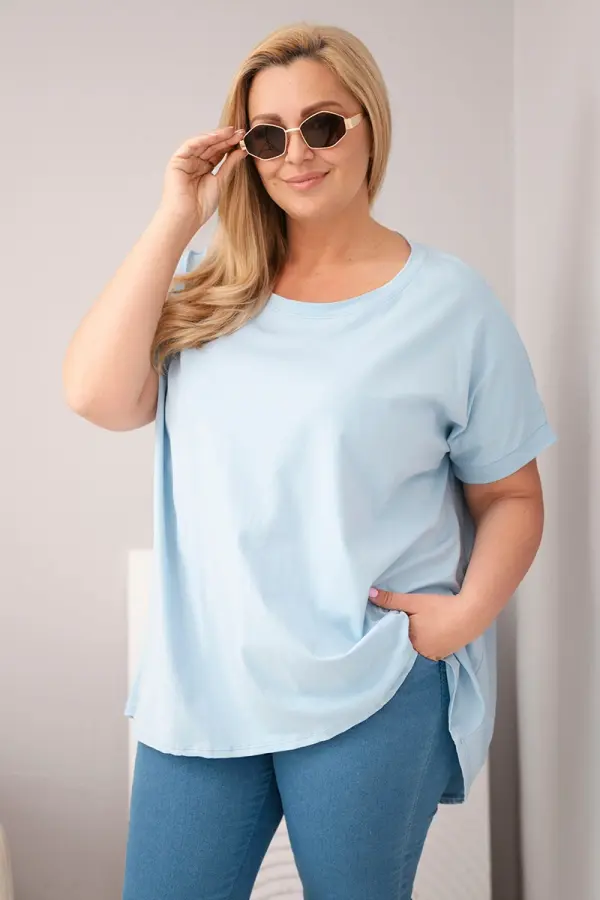 Kesi Włoski Блуза Kesi Plus Size с къс ръкав, синя