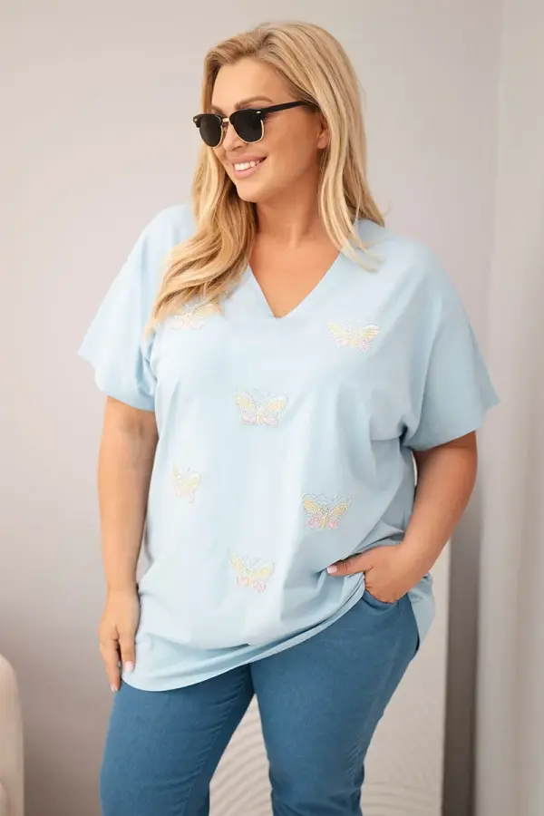 Kesi Блуза Kesi Plus Size с пеперуди в синьо
