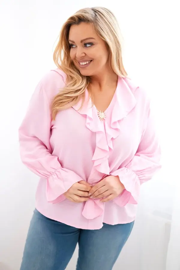 Kesi Блуза Kesi Plus Size с волан и брошка