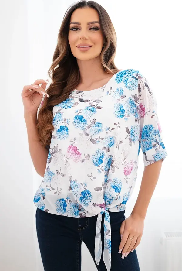 Kesi Włoski Блуза Кеси с флорален мотив и вратовръзка