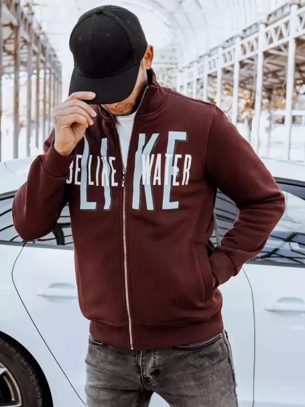 DStreet Bluza męska rozpinana z nadrukiem bordowa Dstreet