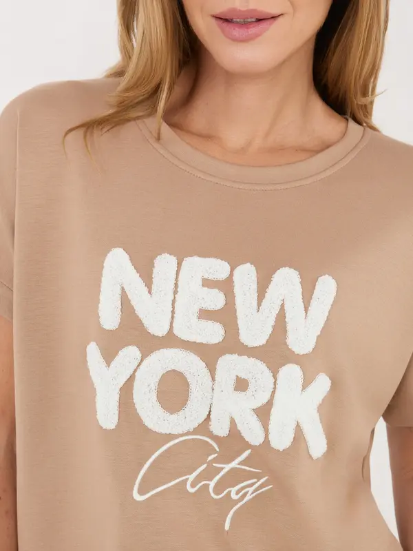 RUE PARIS Блуза Rue Paris с тъмнобежов шарен дизайн