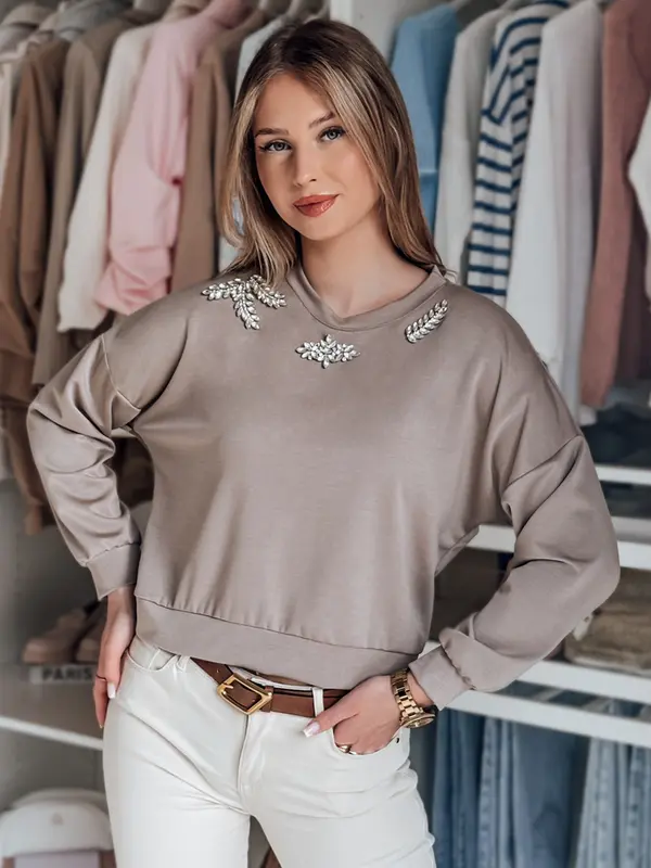 DStreet Блуза с дълъг ръкав CRYSTALIA мока