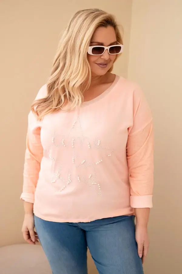 Kesi Włoski Блуза с големи размери с щампа и перли