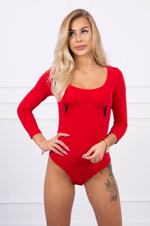 marka niezdefiniowana Body blouse with red gun print