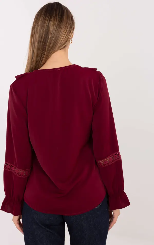 MODA ITALY Бордо блуза с дантела